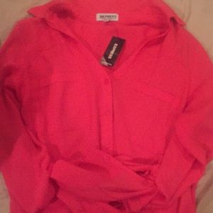 Brand new pink Express button down